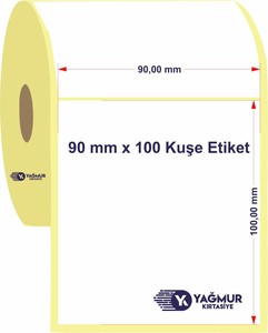  90 mm x 100 mm Kuşe Etiket