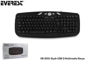  Everest KB-831U Siyah Q Usb Multimedya Kablolu 111 Tuşlu Klavye