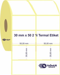  30 mm x  50 mm 2 li Sarım Termal Etiket