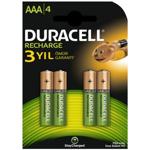 DURACELL PİL ŞARJLI AAA İNCE KALEM 4 LÜ 850MAH