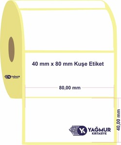  40 mm x 80 mm Kuşe Rulo Etiket