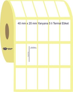  40 mm x 20 mm yy 5 Li Termal Rulo Etiket