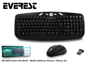  Everest KM-6630 Siyah Kablosuz Q Multimedia Klavye + Mouse Set