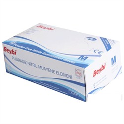  Beybi Nitril Muayene Eldiveni Pudrasız Medium Mavi 100'lü Paket