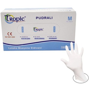  Tropic Pudralı Nitril Muayene M Eldiveni 100 lü