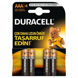 DURACEL AAA İNCE KALEM PİL 4 LÜ KART