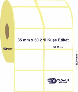  35 mm x  50 mm 2 li Sarım Kuşe Etiket