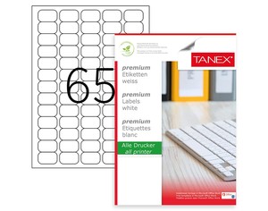  Tanex TW-2065 Beyaz Etiket 38.1 mm x 21.2 mm