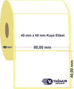  40 mm x  60 mm Kuşe Etiket